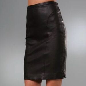 Black Leather Skirt KIKI MONPARNASSE  with Zipper Detail on ONE SIDE unworn